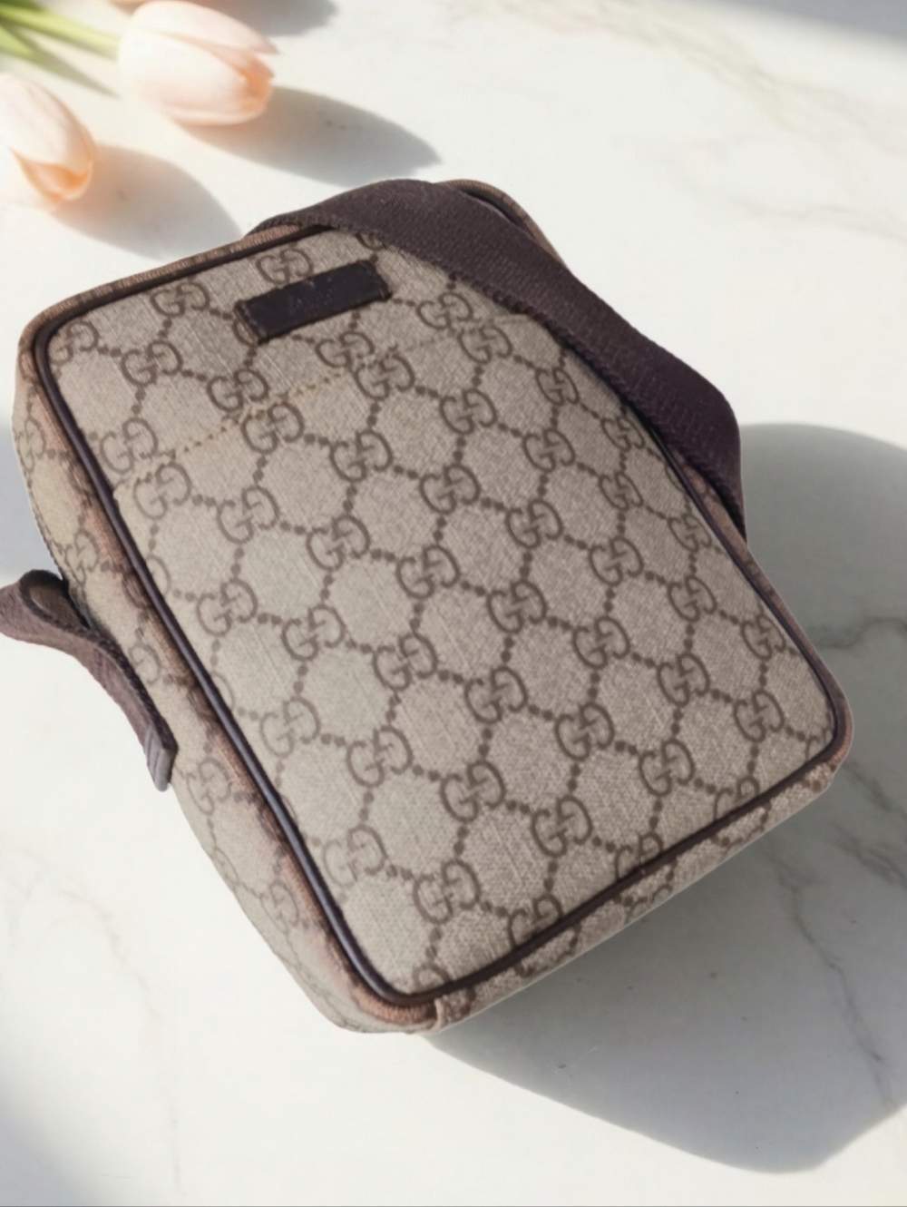 Gucci GG Supreme Canvas Messenger Bag Brown Leather Crossbody ✨ - Picture 7 of 16